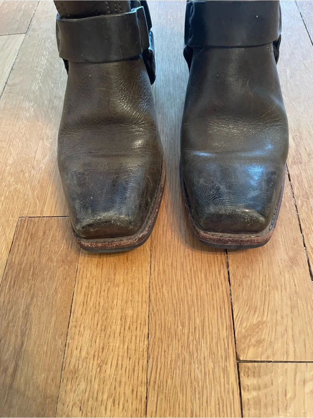 Vintage Green Frye Leather Harness Boots - Picture 5 of 9